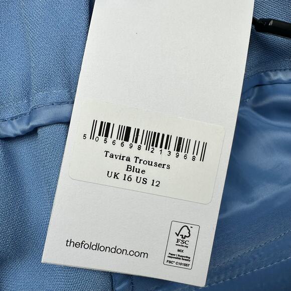 The Fold London Pants Womens 12 Blue Tavira Trousers Crop NEW Business Luxury - Picture 11 of 16